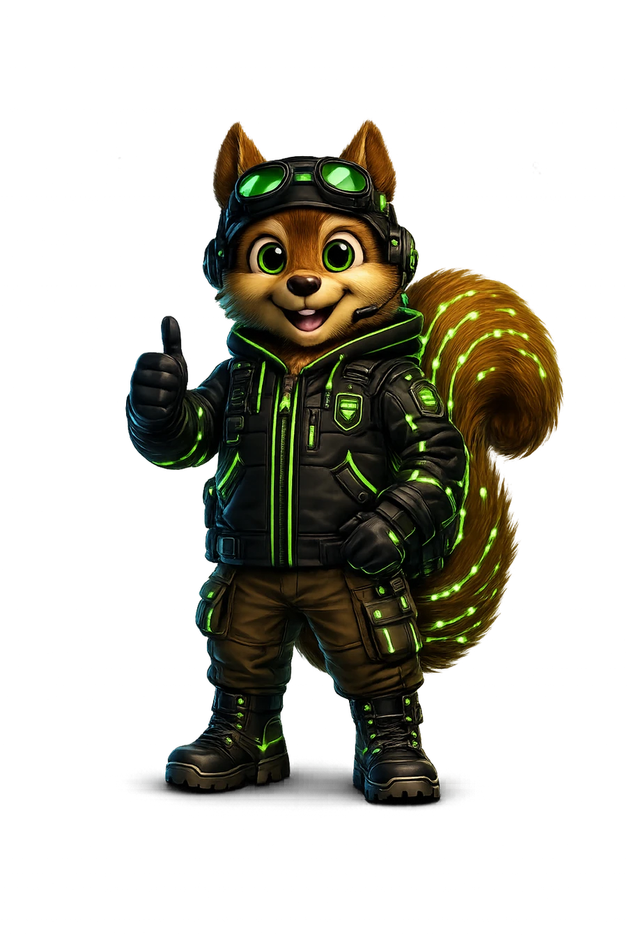 Pwn Squirrel, tactical cyberpunk squirrel character